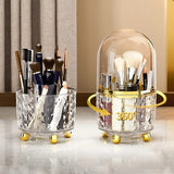 Luxury 360° rotating makeup brushes holder with lid
