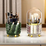 Luxury 360° rotating makeup brushes holder with lid