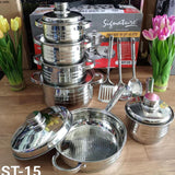 15pcs Stainless steel cookware set