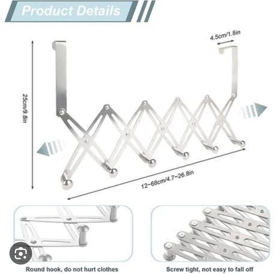 Retracting Behind the door 6 hook hanger