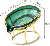 Happy life 45 degree slanted self draining soap dish with a golden stand