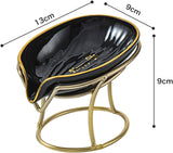 Happy life 45 degree slanted self draining soap dish with a golden stand