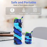 Multicoloured 500ml silicone collapsible water bottle