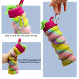 Multicoloured 500ml silicone collapsible water bottle