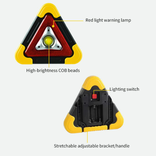Battery powered 3 mode triangle warning light stand.