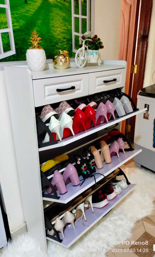 Bucket Flip Shoe Cabinet – Modern Slim Shoe Rack with Flip-Top Storage | High-Capacity Entryway Organizer for Homes in Kenya