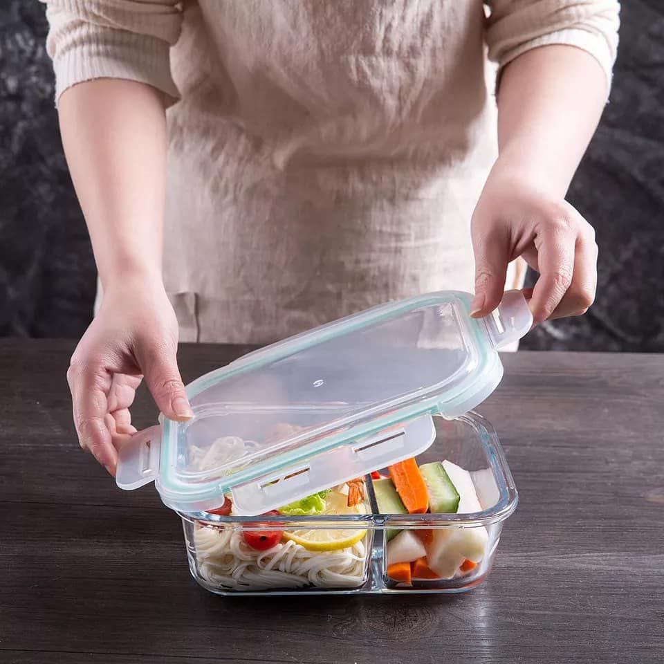 Partioned High Borosilicate Glass Casserole with lid