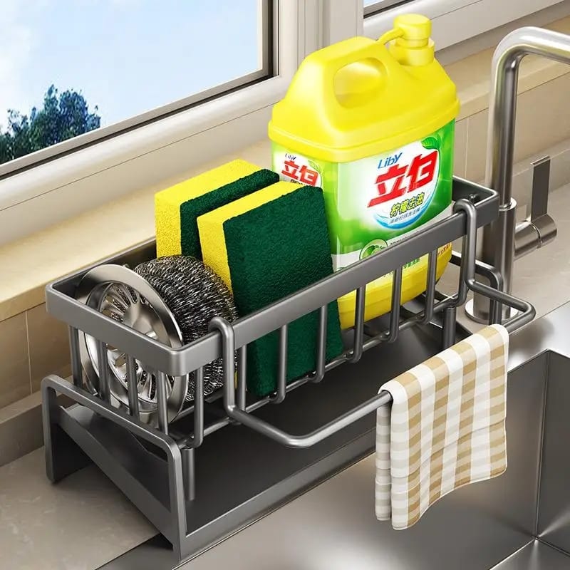Sink Set Plus: Aluminium Dish Drying Rack, Sink Caddy and Paper Towel Holder