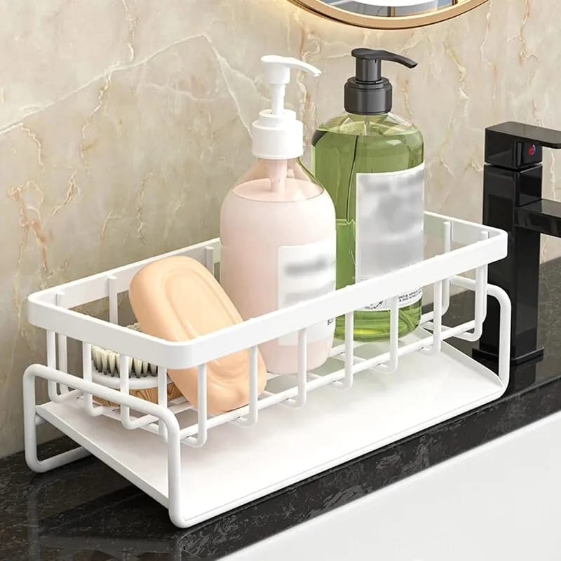 Sink Caddy with Water Draining Tray/Multifunctional Sink Sponge Detergent storage Rack
