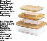 3pcs glass bowl storage containers with bamboo lid