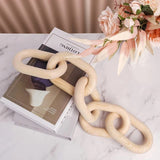 Boho Modern Chain Link Wooden Hand Carved 5-Link Chain Art