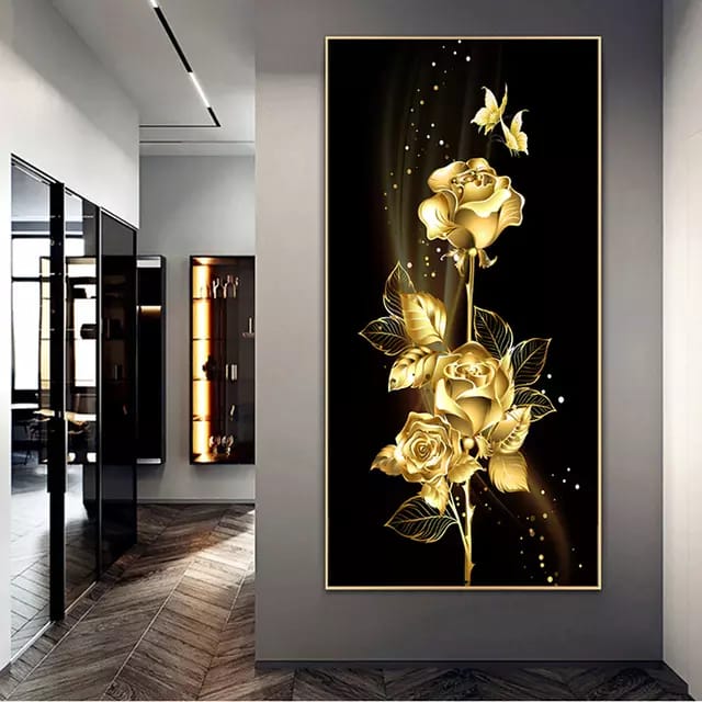 5D Diamond Painting Golden Rose Flower