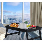 Eco friendly black bamboo tray with foldable legs