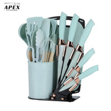 19-Piece Kitchen Utensil Set with Stand, Knives, Chopping Board & Silicone Tools