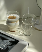 Creative Gourd-Shaped Glass Cup – 550ml Borosilicate Coffee & Juice Tumbler