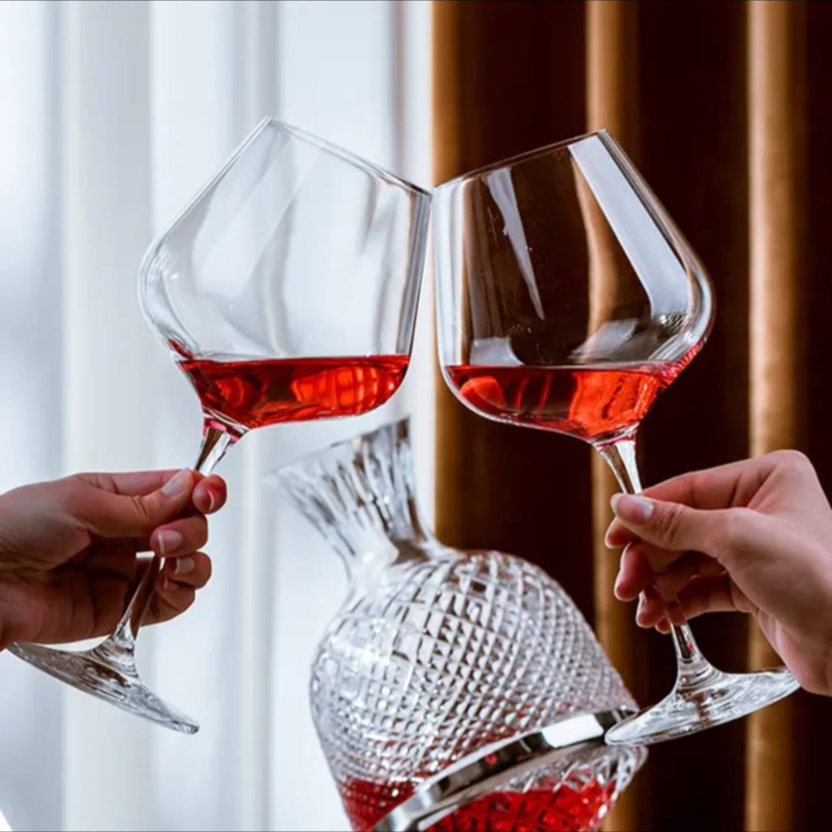 6 Pcs Elegant Burgundy Crystal Wine Glass – 600ml (Large Size)
