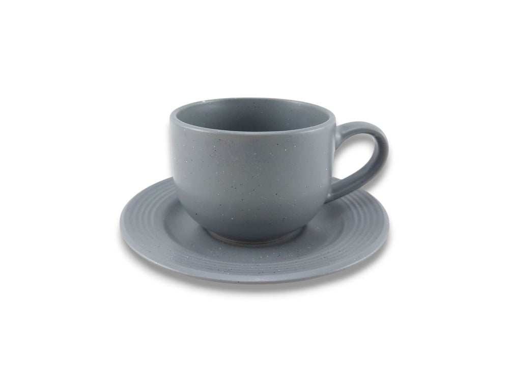 Danny Home 12pcs Black Cup & Saucer Set 300ml | Ceramic Tea & Coffee Set