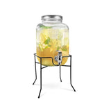 Glass Drink Dispenser with Stand & Tap Juice & Cocktail Dispenser Elegant Beverage Server for Parties, Weddings & Home Use
