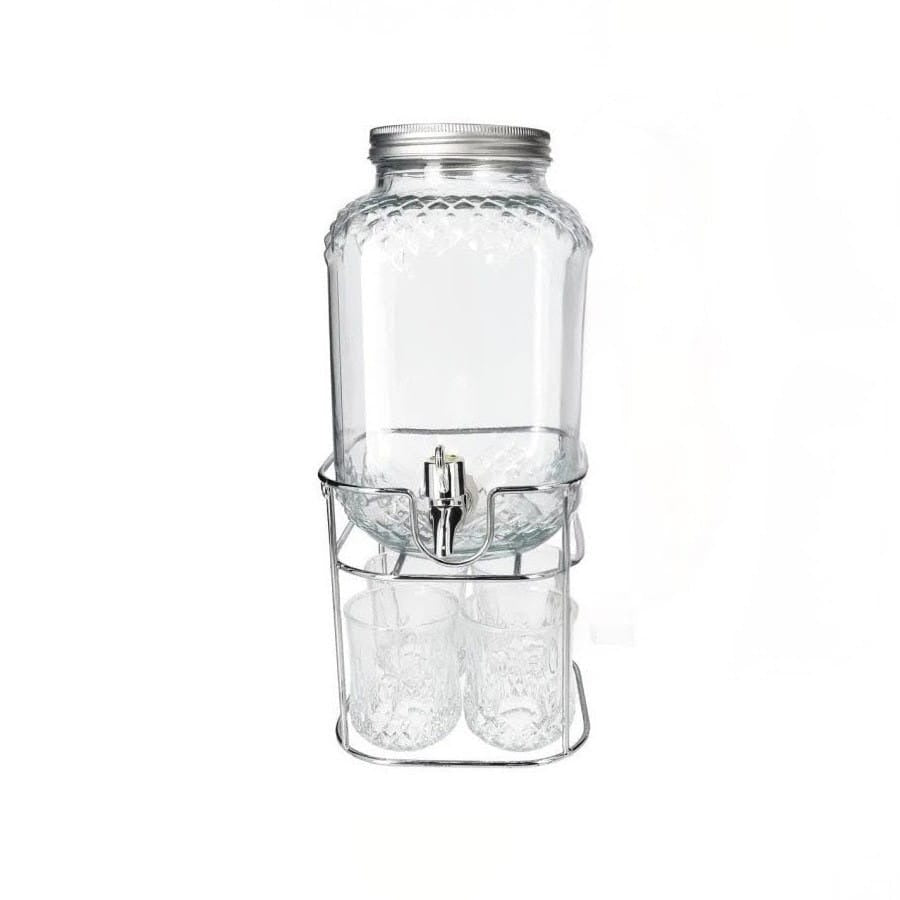 Danny Home 4 Litre Beverage Dispenser with 4 Glasses & Stand | Drink Dispenser Set