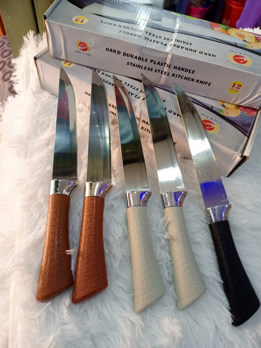 3pcs , 7-inch Stainless Steel Knife with Plastic Handle