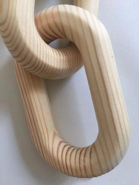 Boho Modern Chain Link Wooden Hand Carved 5-Link Chain Art