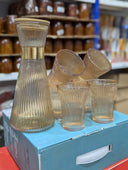 7 Pcs Set Quality Ribbed Flute Shaped Carafe Glass set