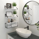 Solid pine wood bathroom floating shelves