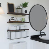 Solid pine wood bathroom floating shelves