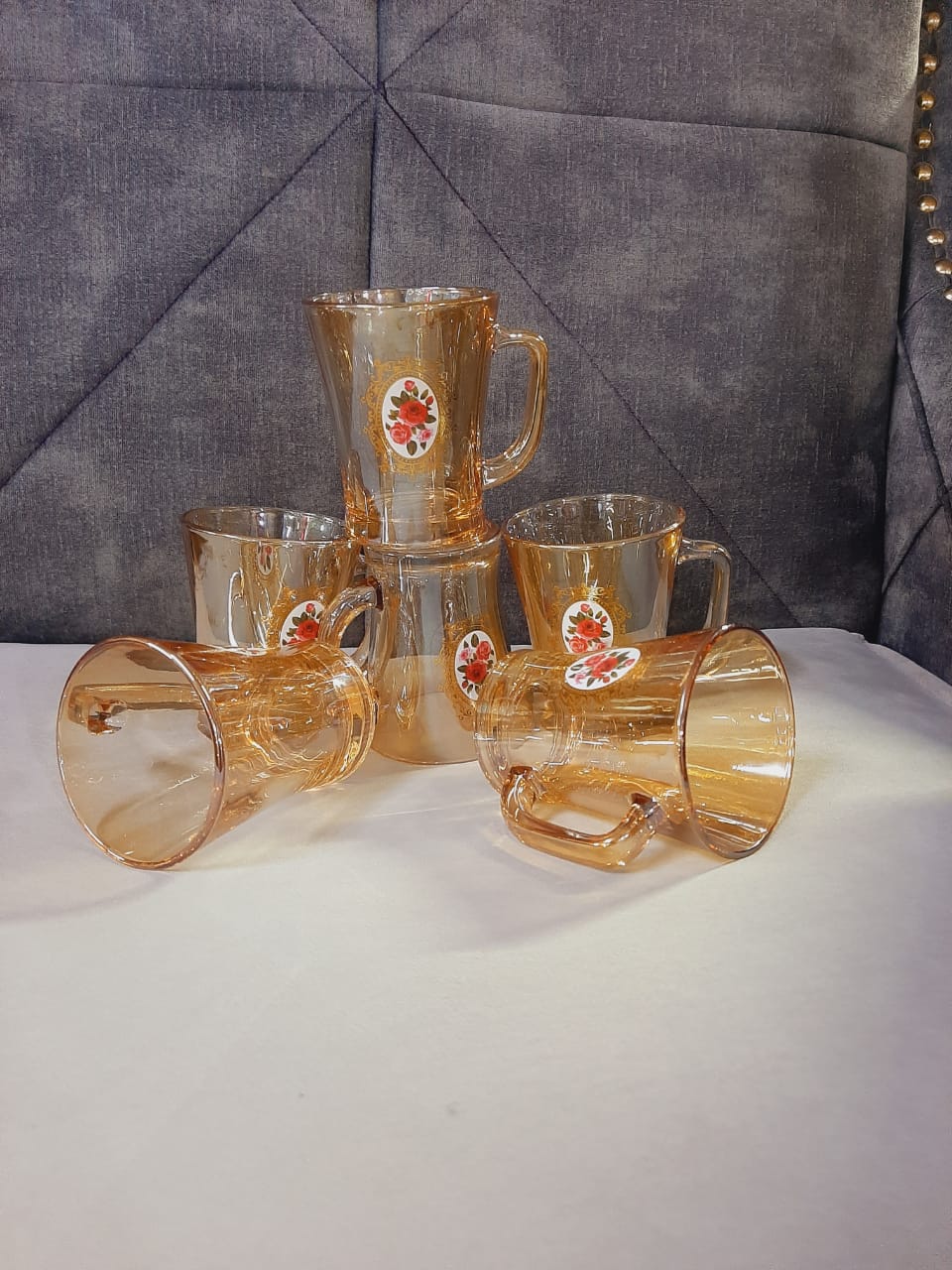 Gold Glass Cups (Set of 6)