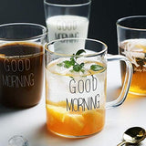 Borosilicate Good Morning Printed Glass Mug with Handle