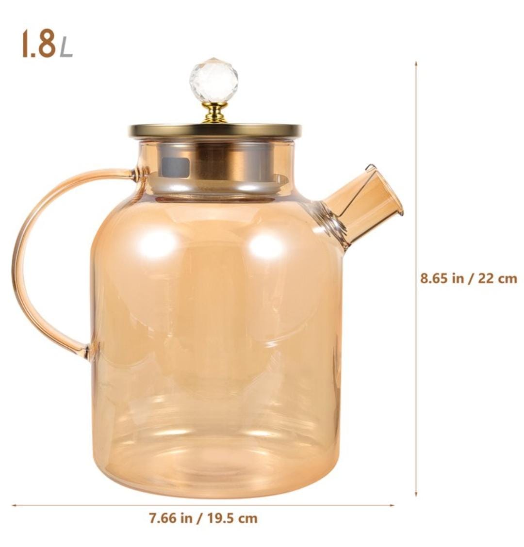 Chapin 1800ml golden glass pitcher tea pot with a spring sieve