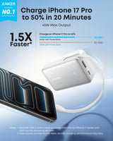 Anker Nano 10000mAh 45W power bank with retractable USB-C cable