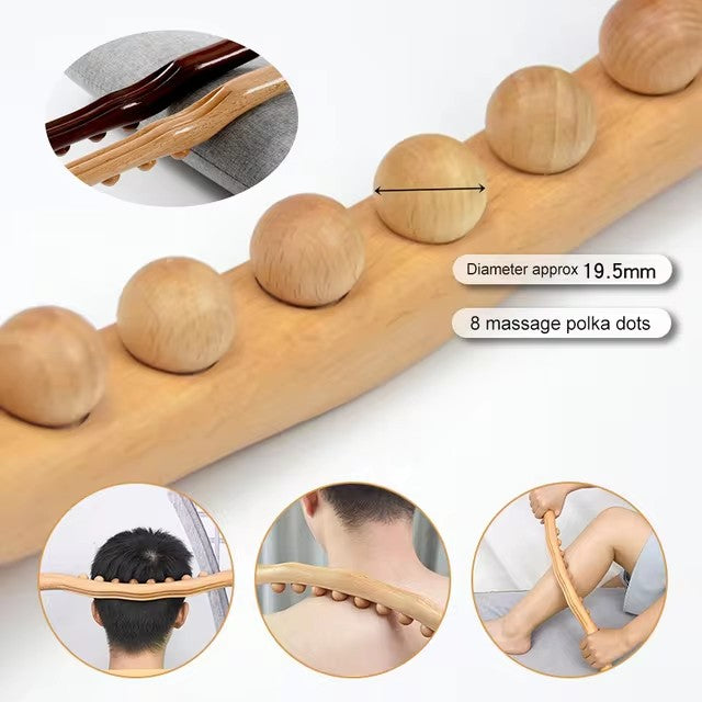 Wooden Gua Sha Stick Body Massage Tool Abdominal Cellulite Massage Backpain Relief Wood Therapy Massage Cup 8 Beads Handheld