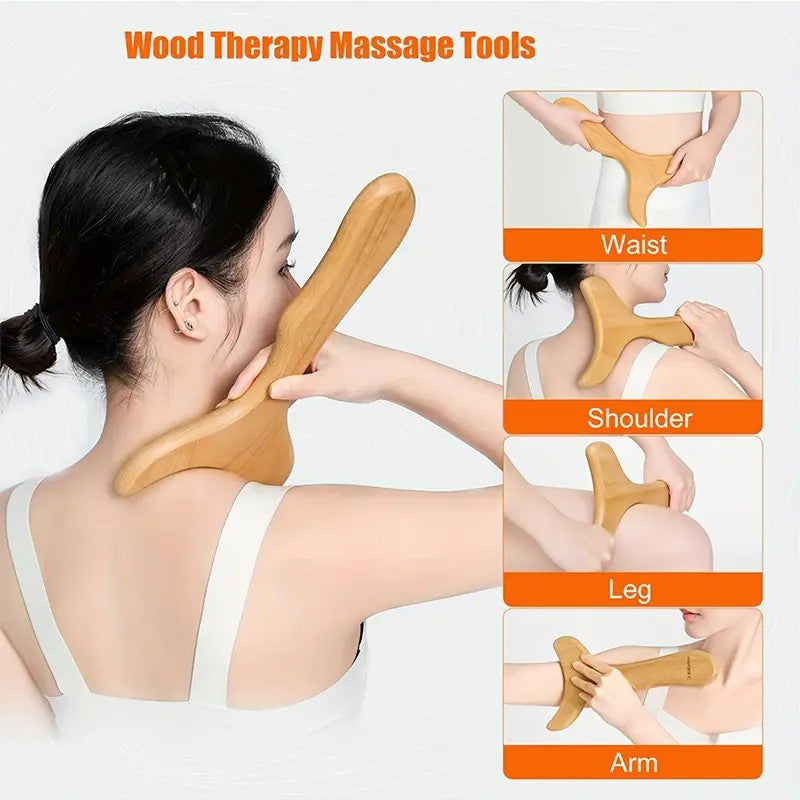 Wooden Gua Sha Therapy Tools Wooden Lymphatic Drainage Massager Anti-Cellulite Massage Tool Body Gua Sha Tools for Maderotherapy