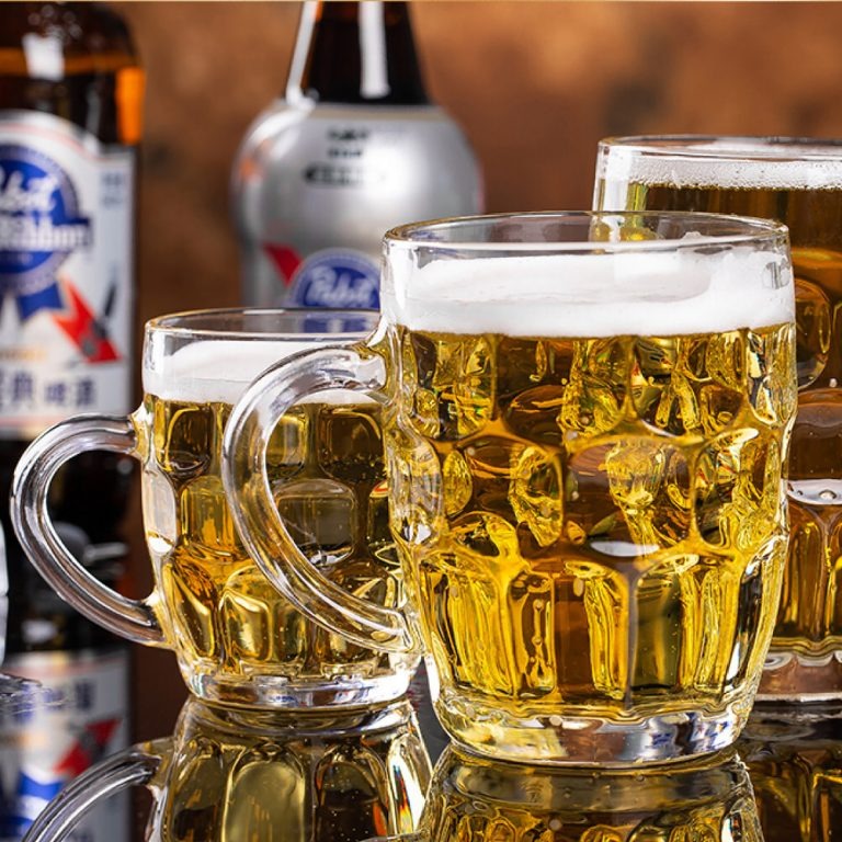Premium Glass Beer Mugs/Beer Glasses 560ml - Set of 6, Transparent
