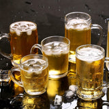 Premium Glass Beer Mugs/Beer Glasses 560ml - Set of 6, Transparent
