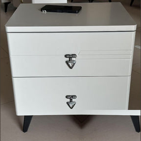 Bedside Table 2 Drawer White with Grey Top 40x50cm