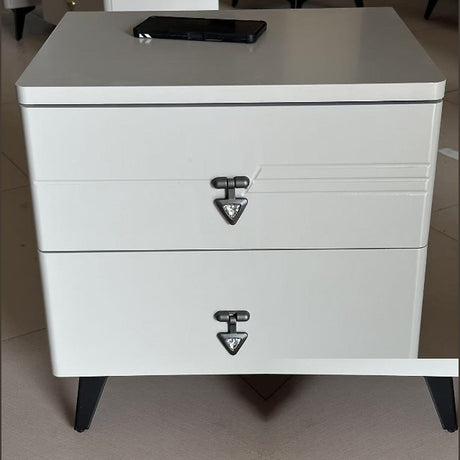 Bedside Table 2 Drawer White with Grey Top 40x50cm