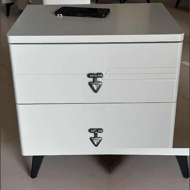 Bedside Table 2 Drawer White with Grey Top 40x50cm