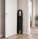 4-Step Folding Ladder with Safety Handle, Anti-Slip Steel Step Ladder 120cm, Black or White