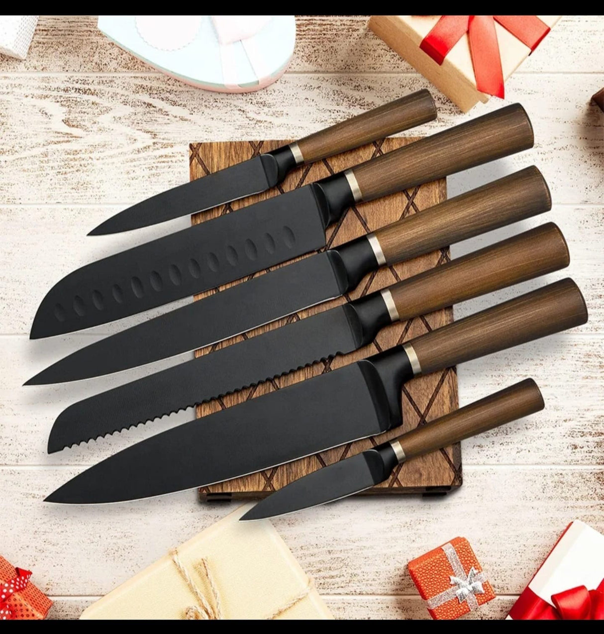 6pcs Stainless Steel Knife Set with Wooden Block | Hollow Handle Kitchen Knives in Kenya