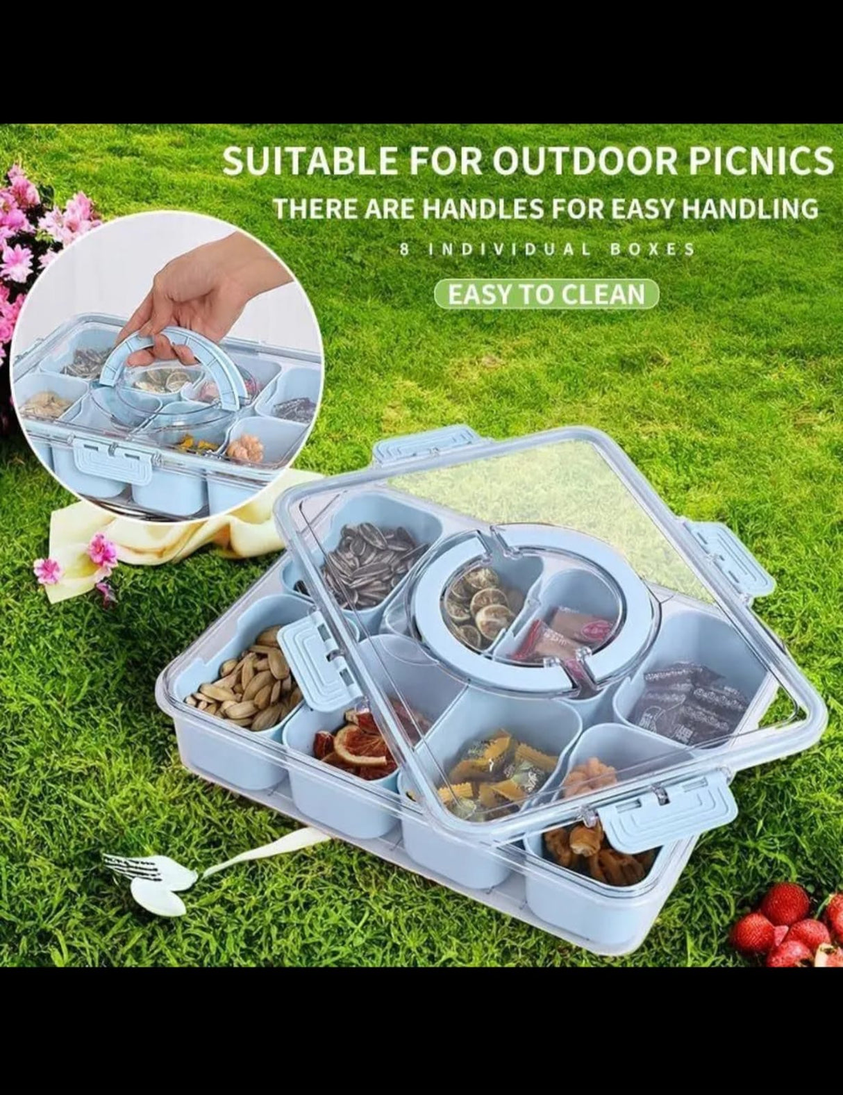 Kitchen Draining Basket with Removable Compartments – Airtight Clip Lid Fridge Meal Prep Storage Box Kenya