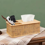 Rattan Serviette & Napkin Holder, Condiment Caddy & Menu Holder – 3-in-1 Modern Dining Table Organiser
