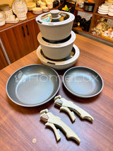 Uakeen Ceramic 10-Piece Cookware Set with Removable Handles