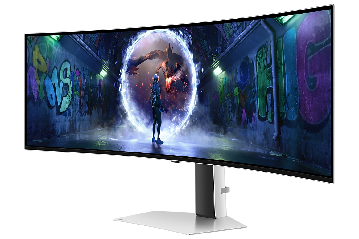 Samsung 49 inch Odyssey OLED G9 G93SD silver angle