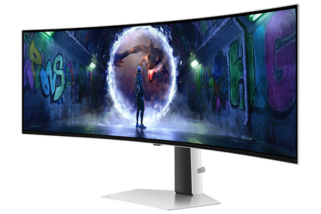 Samsung 49 inch Odyssey OLED G9 G93SD silver angle