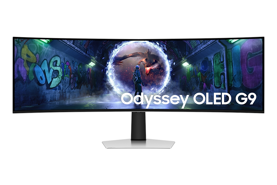 Samsung 49 inch Odyssey OLED G9 G93SD silver front