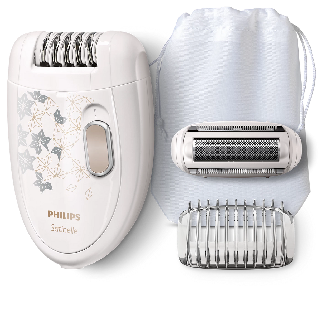 Philips Satinelle Epilator - Removes Hair from the Root as Short as 0.5mm, Washable Head, 2 Speed Settings