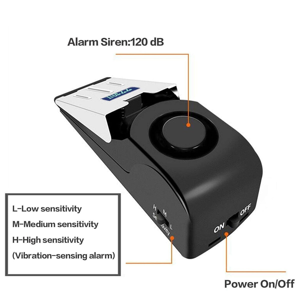 Mini Wireless Vibration Triggered Wedge Shaped Door Stopper Alert Home Security