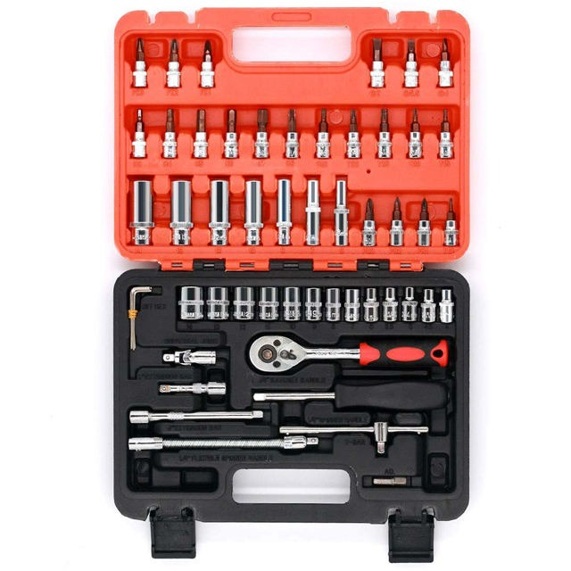 Complete Automotive Mechanics Tool Set with 53 Pieces